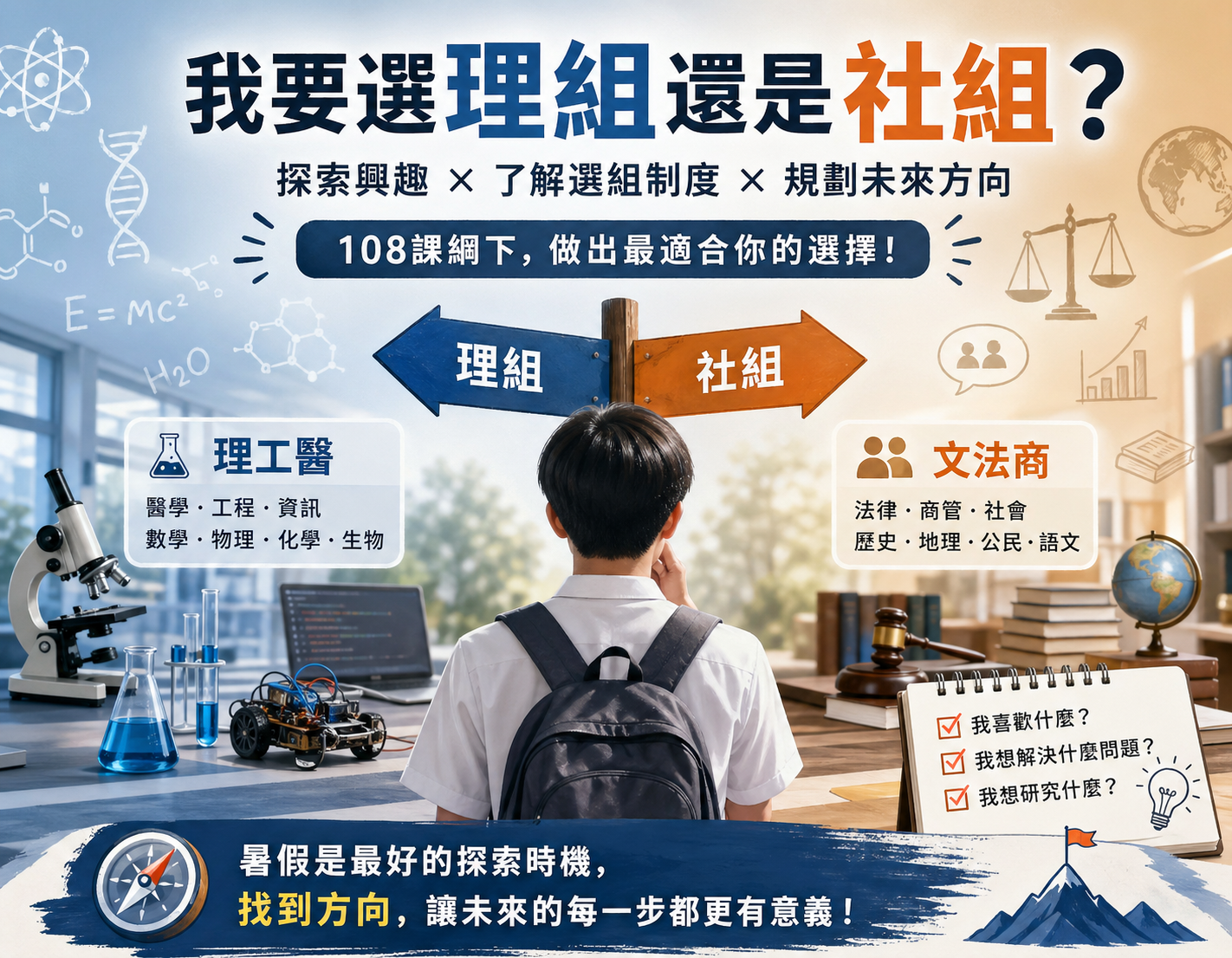 2026高中選組指南：理組、社組、自然組怎麼選？108課綱下的科系地圖(Image)