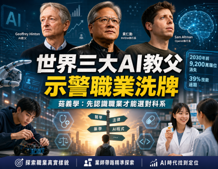 世界三大AI教父同聲示警職業正在大洗牌 茹義學：先認識職業，才能選對科系方向(Image)